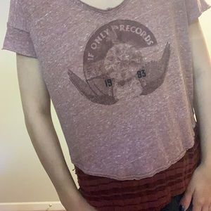 Free People thrifted top “If Only Records 1983”